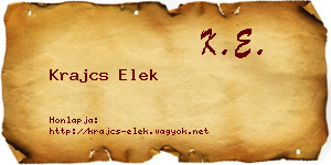 Krajcs Elek névjegykártya